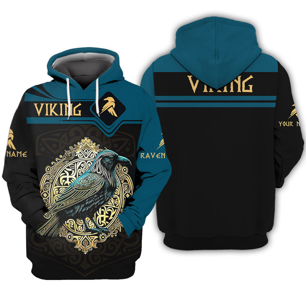 Raven Viking Personalized Name 3D Shirt Custom Gift For Viking Lovers