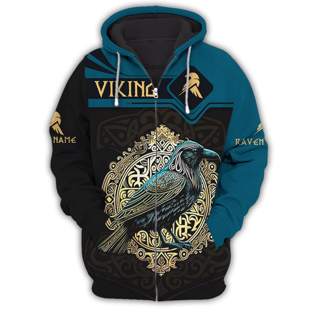 Raven Viking Personalized Name 3D Shirt Custom Gift For Viking Lovers