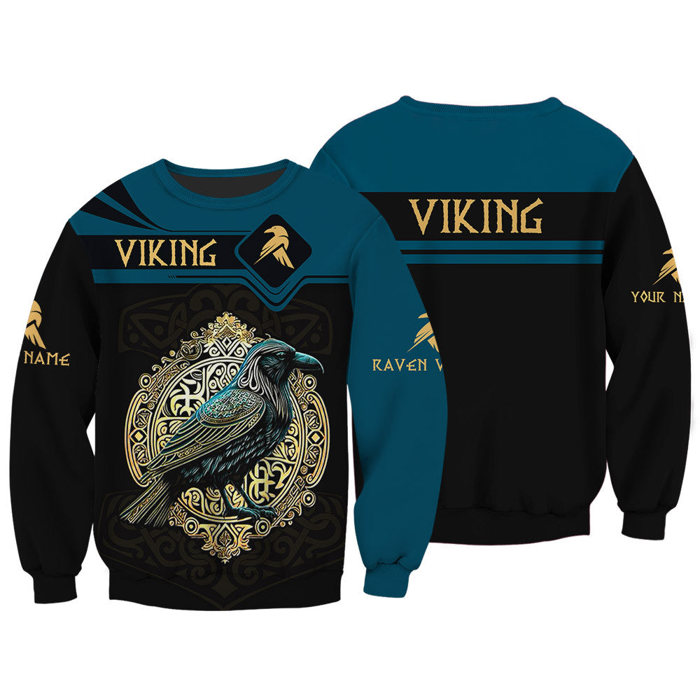 Raven Viking Personalized Name 3D Shirt Custom Gift For Viking Lovers