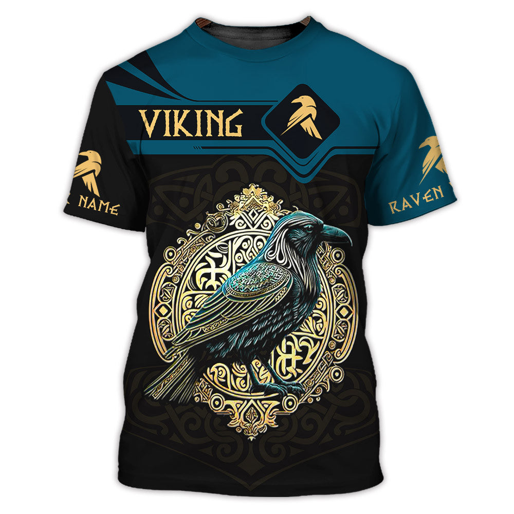 Raven Viking Personalized Name 3D Shirt Custom Gift For Viking Lovers