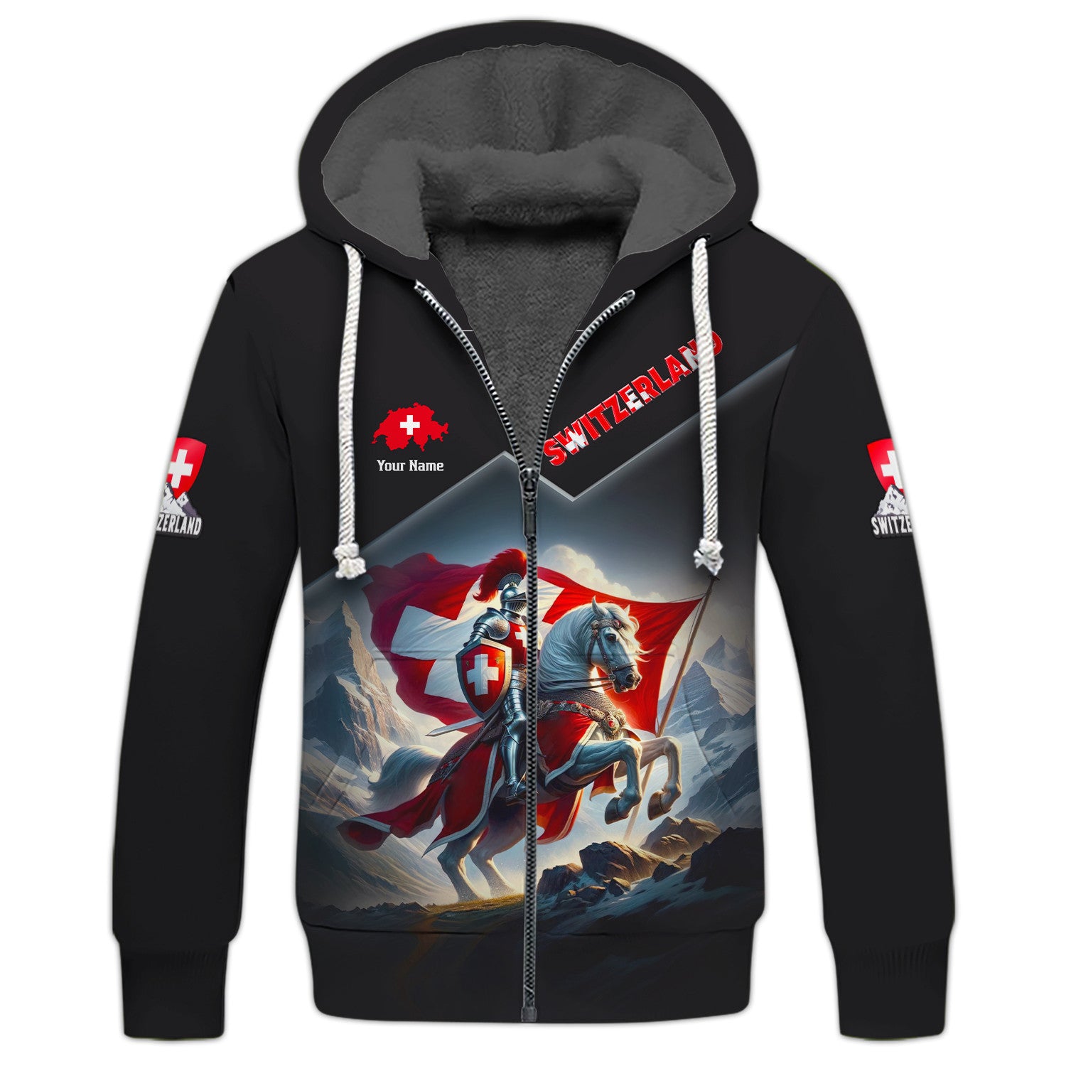 Switzerland 3D Full Print Zipper Hoodie Personalized Name Gift For Switzerland Lovers