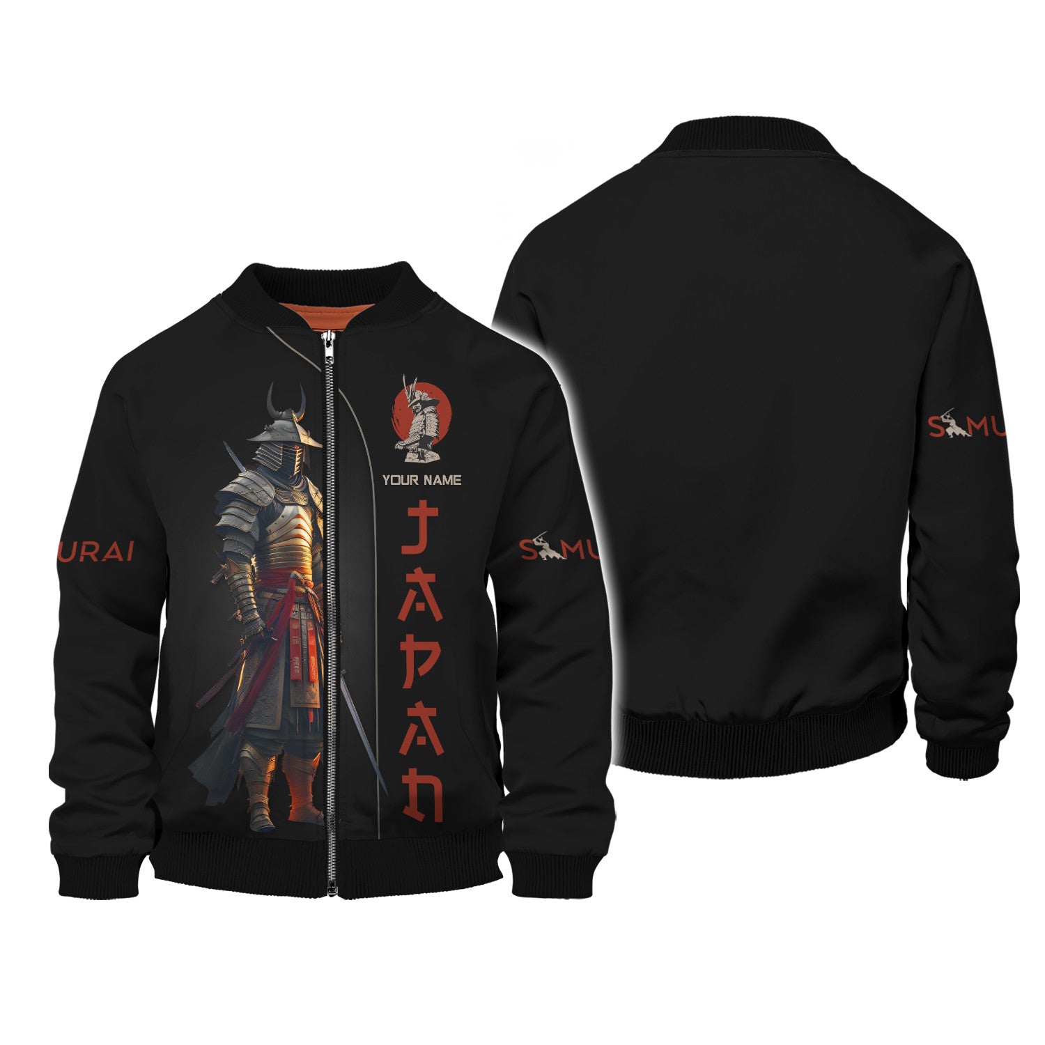 Japan Samurai Personalized Name 3D Zipper Hoodie Custom Gift For Samurai Lovers