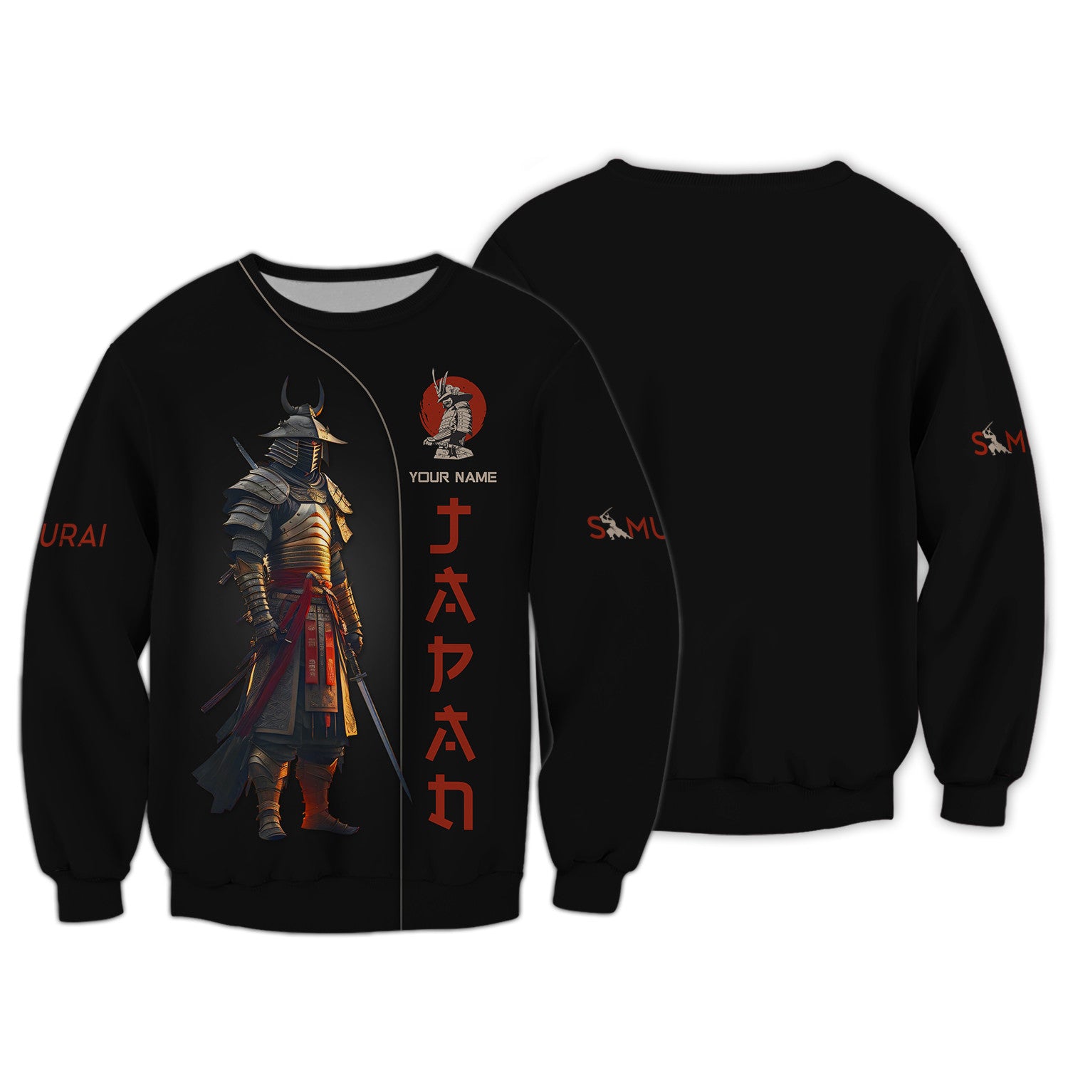 Japan Samurai Personalized Name 3D Zipper Hoodie Custom Gift For Samurai Lovers