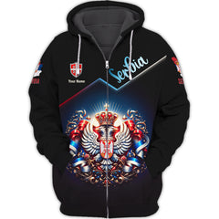 Love Serbia Custom Name 3D Full Print Zipper Hoodie Gift For Serbia Lovers