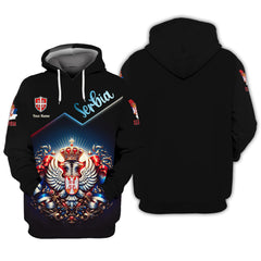 Love Serbia Custom Name 3D Full Print Zipper Hoodie Gift For Serbia Lovers