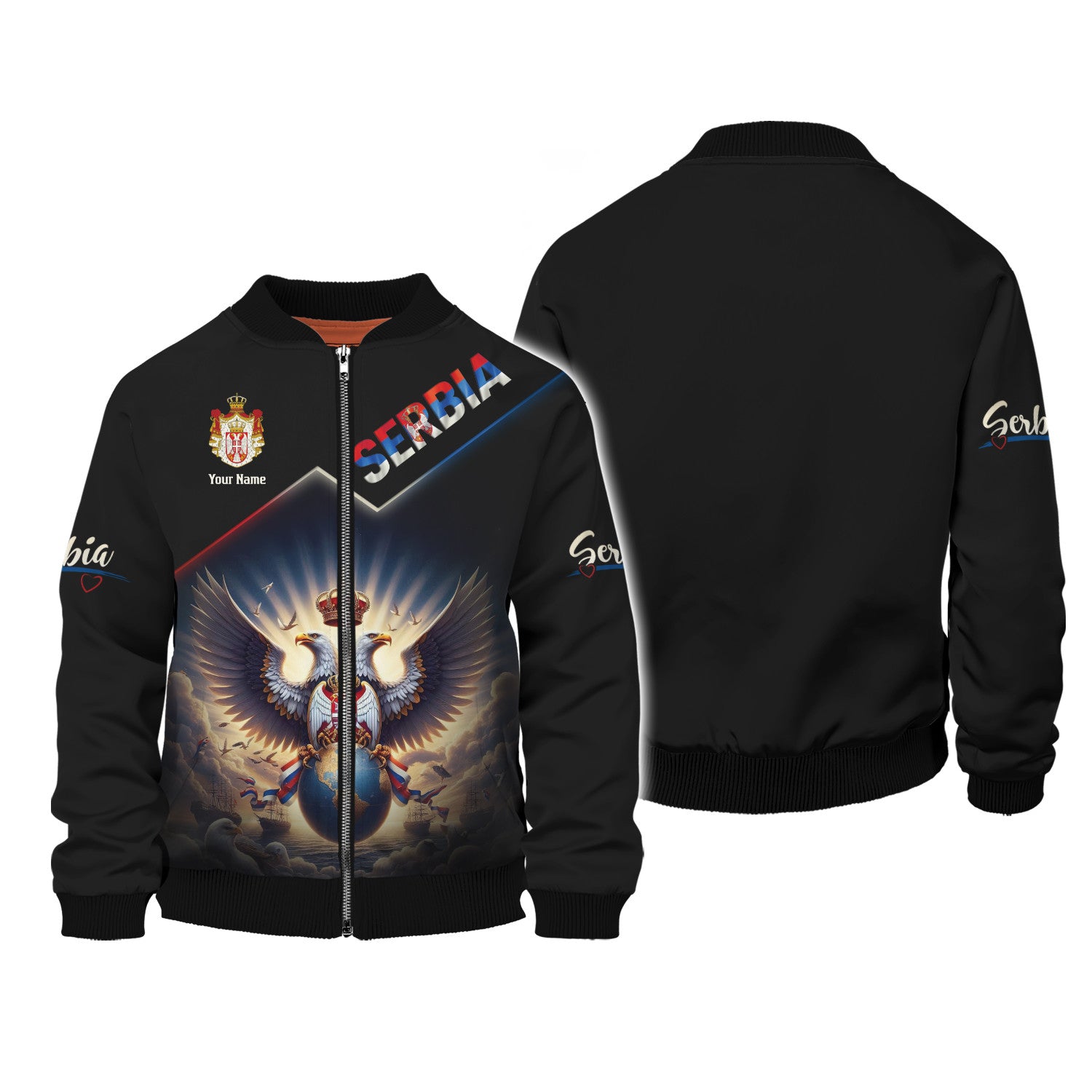 Serbia Eagle Custom Name 3D Full Print Zipper Hoodie Gift For Serbia Lovers