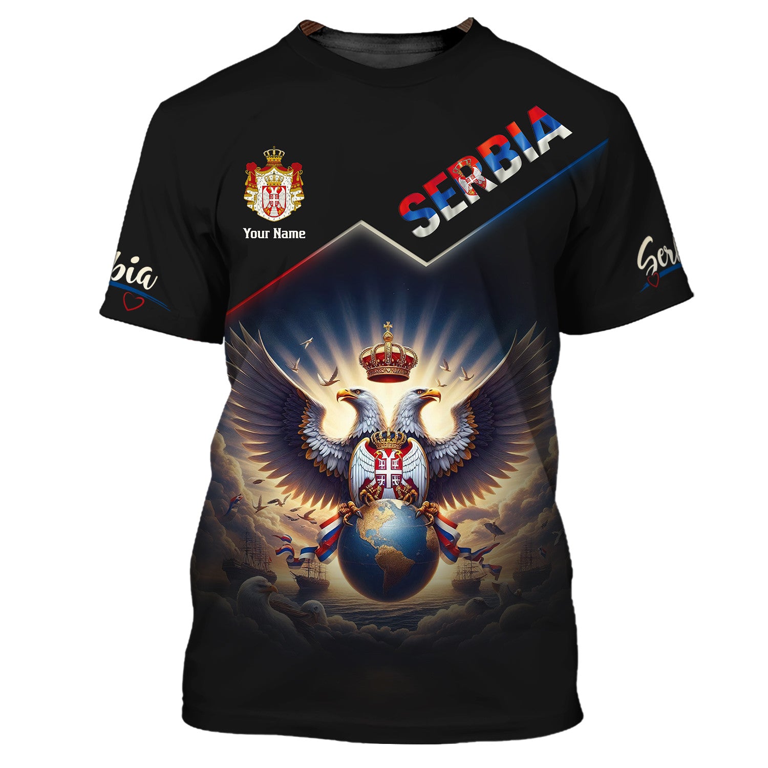 Serbia Eagle Custom Name 3D Full Print Zipper Hoodie Gift For Serbia Lovers