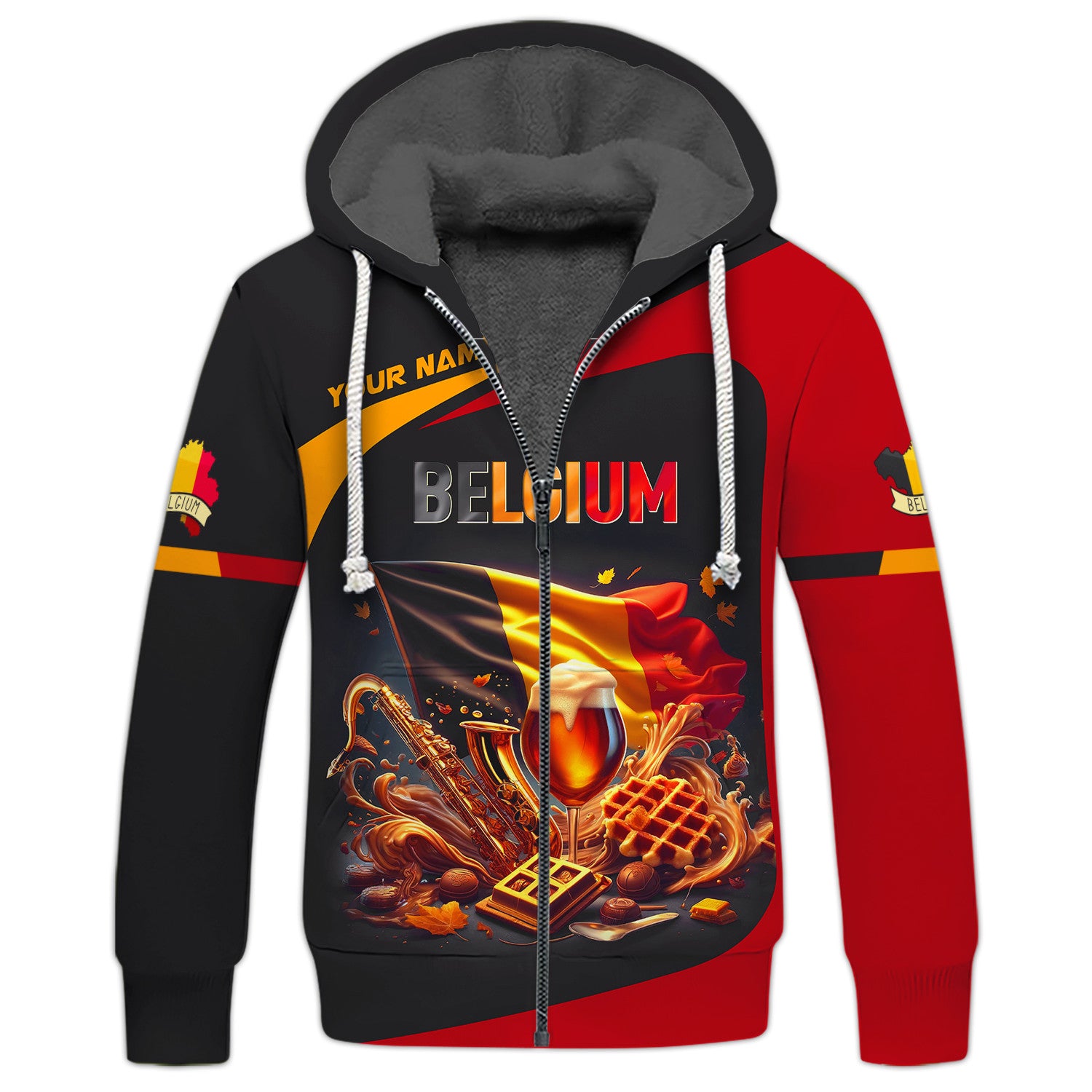 Beer Belgium Custom Name Zipper Hoodie Belgium Zipper Hoodie Gift For Belgium Lovers