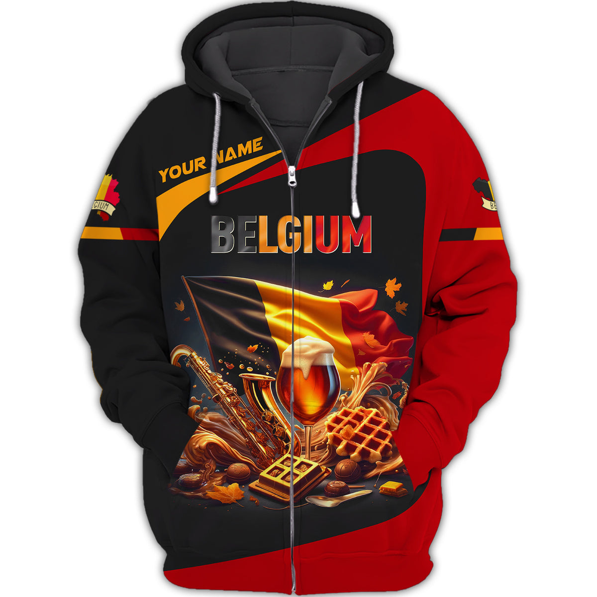 Beer Belgium Custom Name Zipper Hoodie Belgium Zipper Hoodie Gift For Belgium Lovers