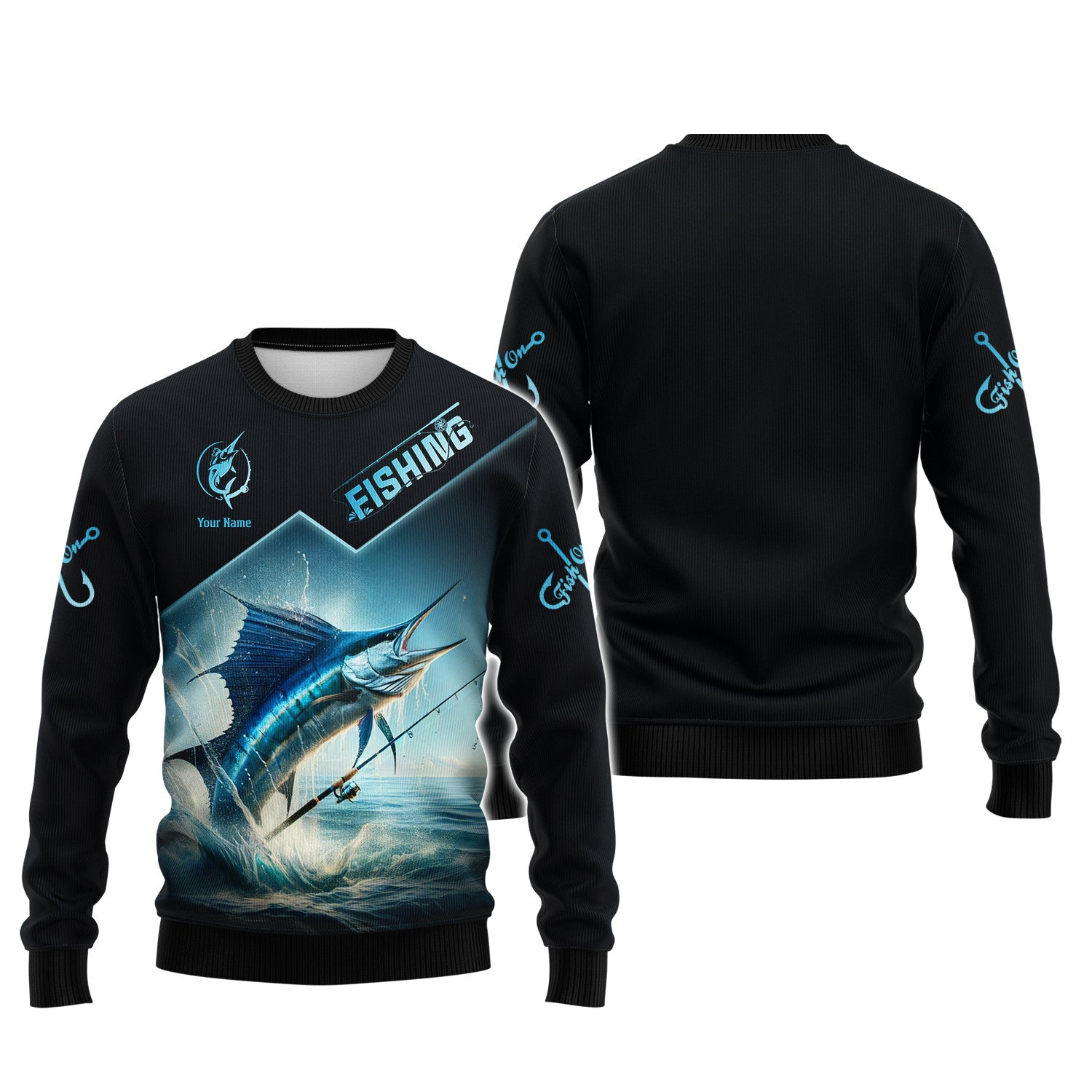 Marlin Fishing Personalized Name 3D Zipper Hoodie Custom Gift For Fishing Lovers