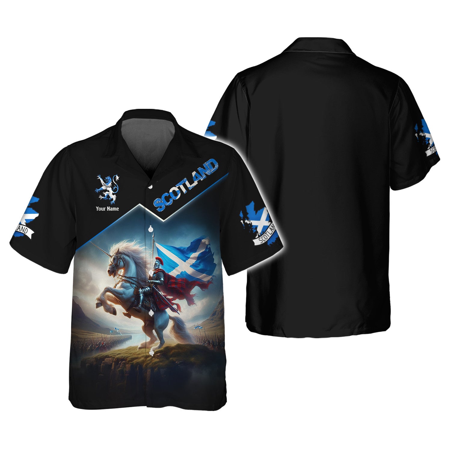 Knight With Scotland Flag Personalized Name 3D Shirt Scottish Shirt