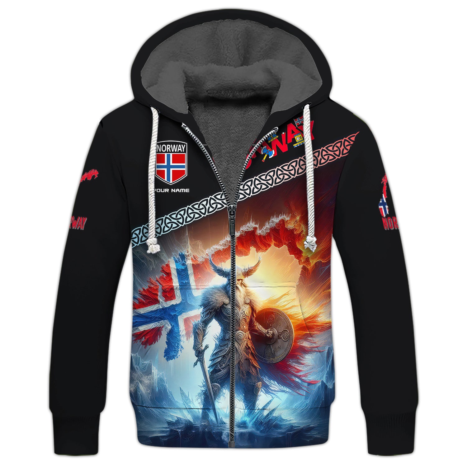 Viking Norway Life Custom Name 3D Full Print Zipper Hoodie Gift For Norway Lovers