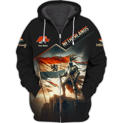 Netherland Flag Custom Zipper Hoodie Netherland Knight 3D Zipper Hoodie