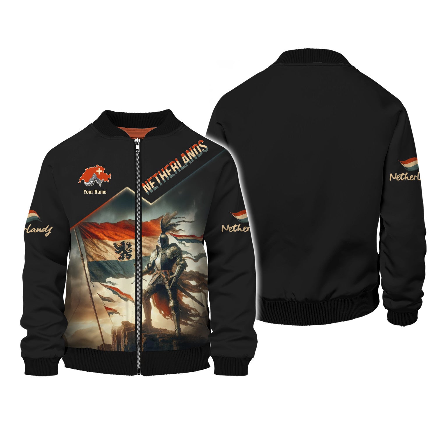 Netherland Flag Custom Zipper Hoodie Netherland Knight 3D Zipper Hoodie