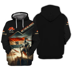 Netherland Flag Custom Zipper Hoodie Netherland Knight 3D Zipper Hoodie