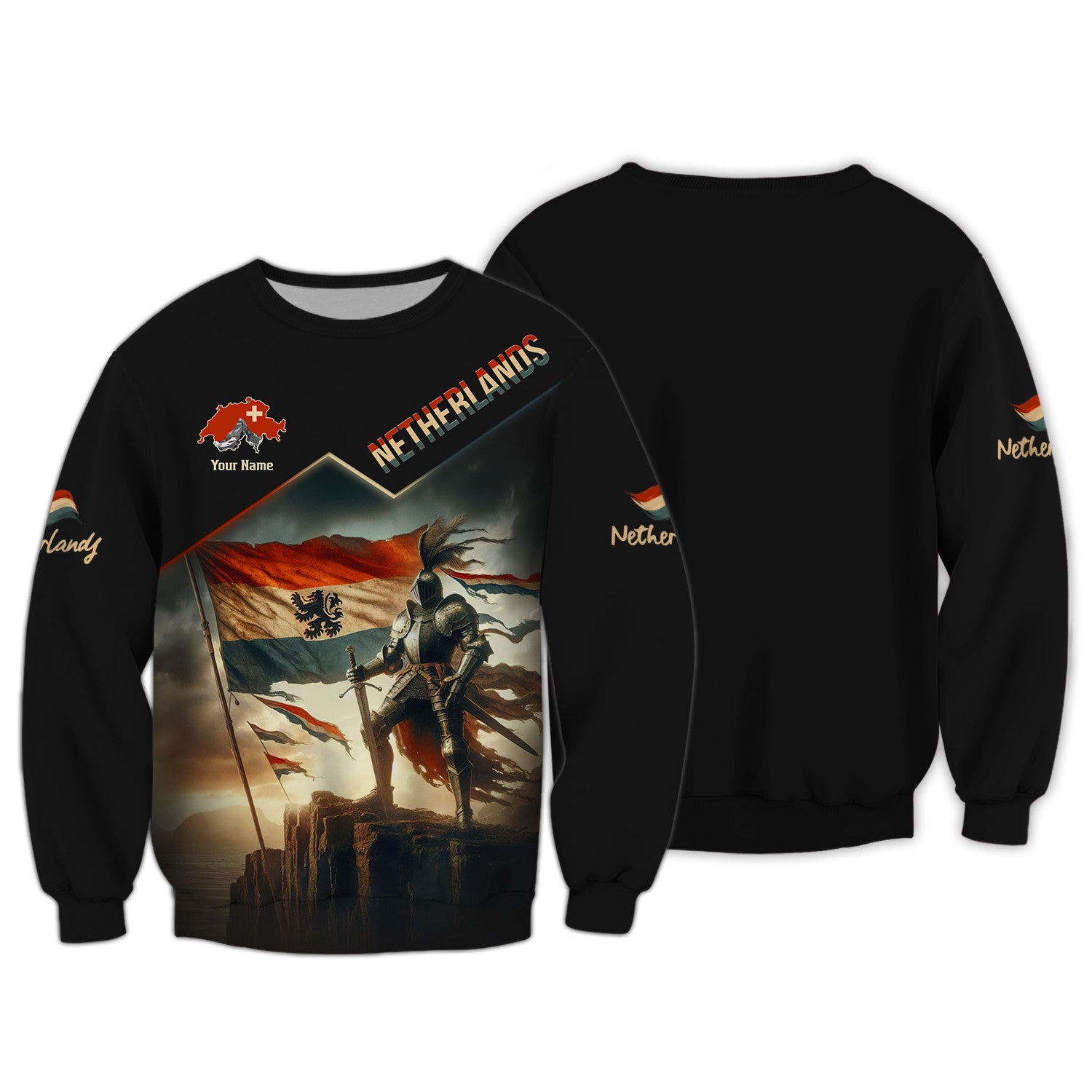 Netherland Flag Custom Zipper Hoodie Netherland Knight 3D Zipper Hoodie