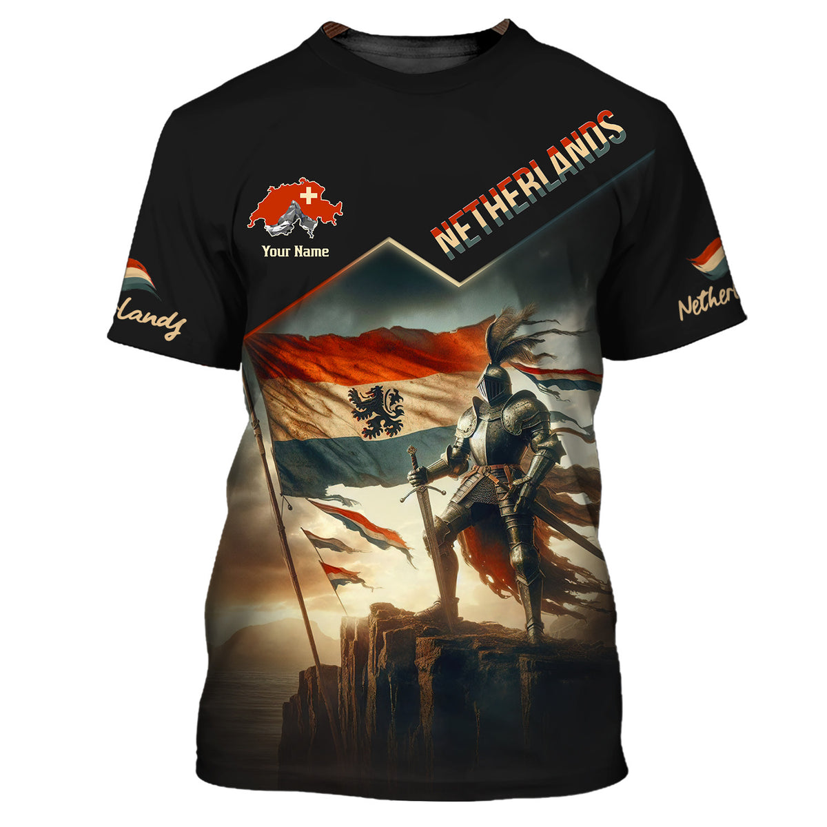 Netherland Flag Custom Tshirt Netherland Knight 3D Shirts