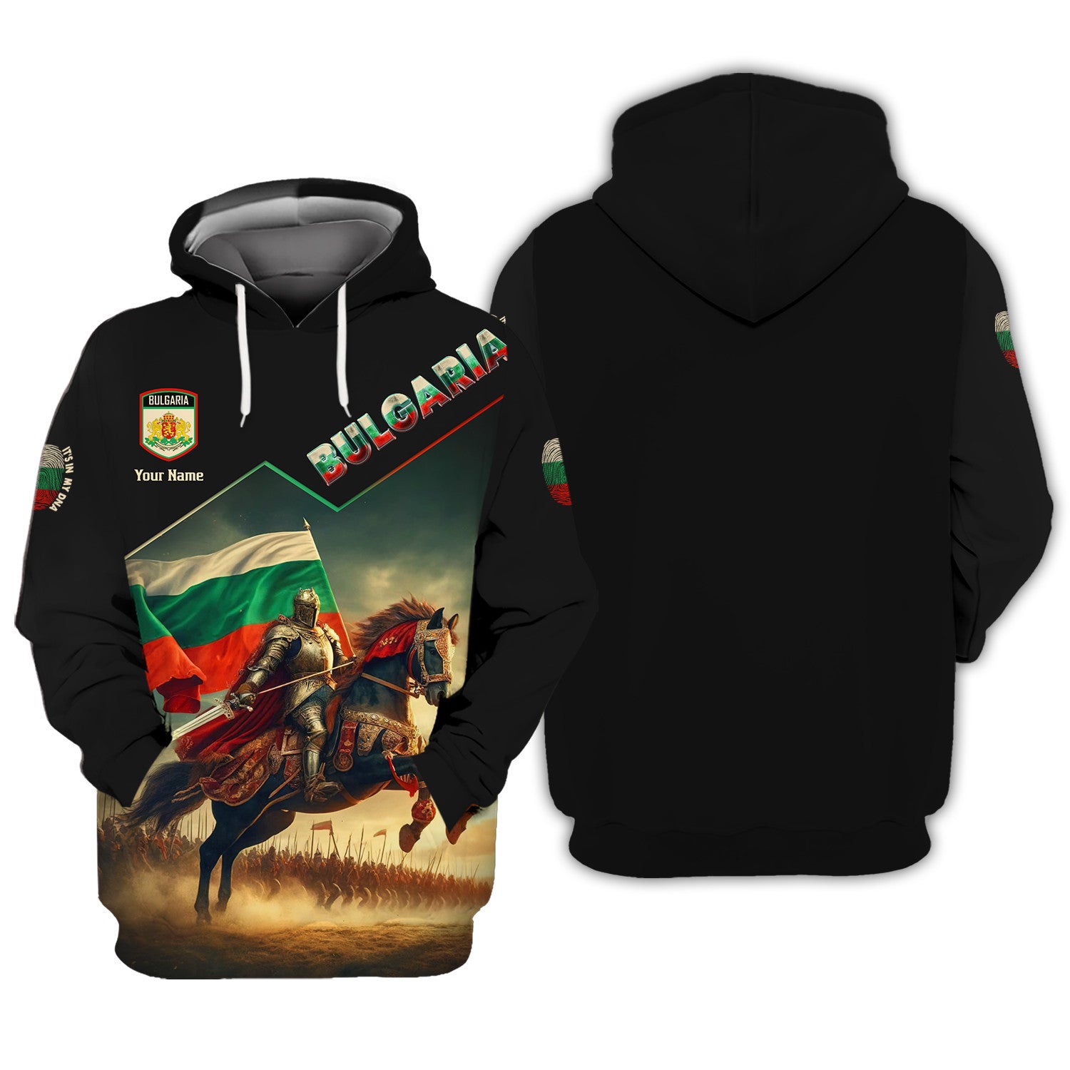 Bulgaria Custom Zipper Hoodie Bulgary Flag Knight 3D Zipper Hoodie