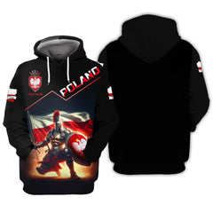 Custom Name Poland Knight Zipper Hoodie Personalized Gift For Poland Lovers