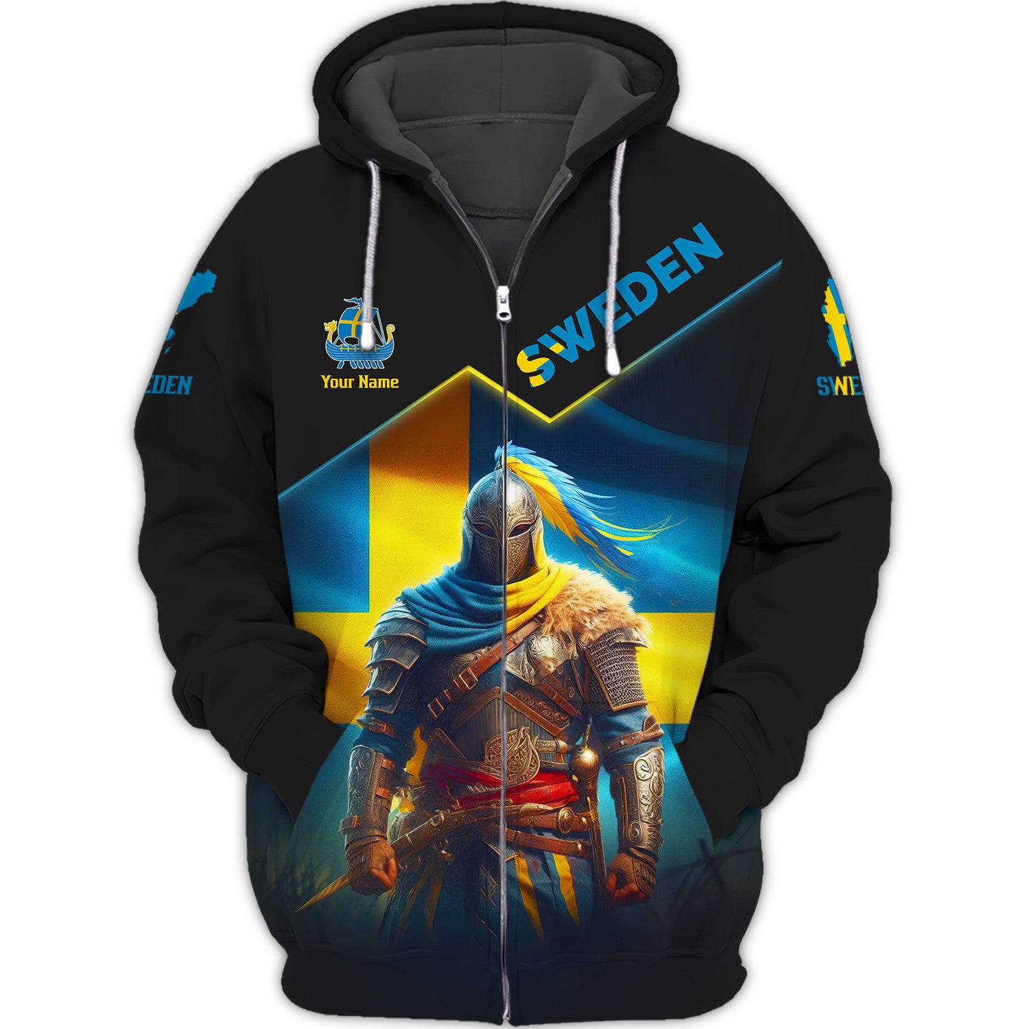 Sweden Flag Knight 3D Shirts Sweden Personalized Tshirts