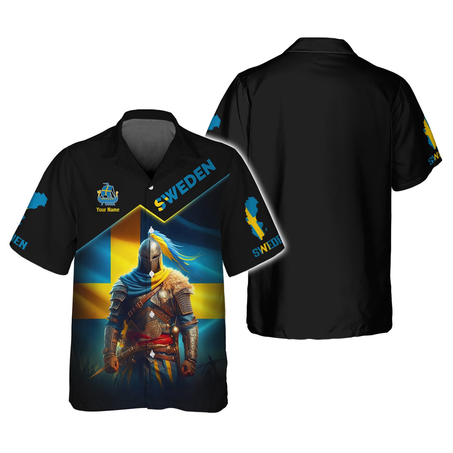 Sweden Flag Knight 3D Shirts Sweden Personalized Tshirts