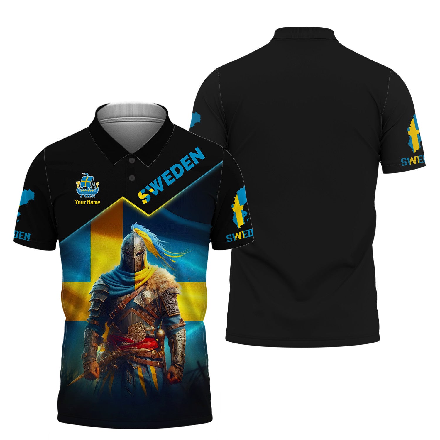 Sweden Flag Knight 3D Shirts Sweden Personalized Tshirts