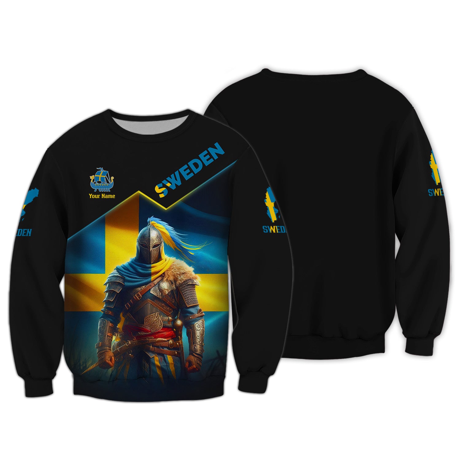 Sweden Flag Knight 3D Zipper Hoodie Sweden Personalized Zipper Hoodie