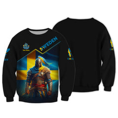 Sweden Flag Knight 3D Shirts Sweden Personalized Tshirts