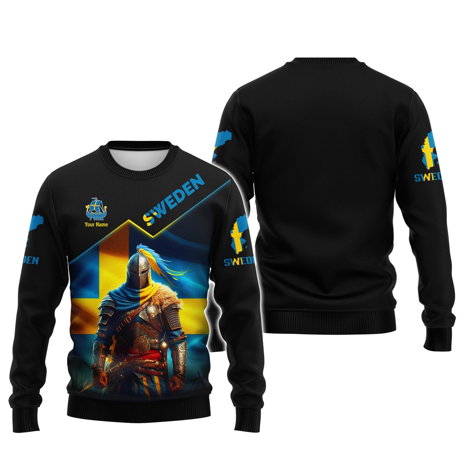 Sweden Flag Knight 3D Shirts Sweden Personalized Tshirts