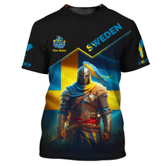 Sweden Flag Knight 3D Shirts Sweden Personalized Tshirts