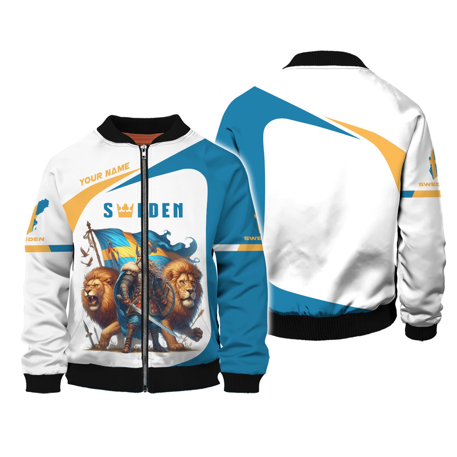 Sweden Zipper Hoodie Sweden Knight & Lion 3D Zipper Hoodie