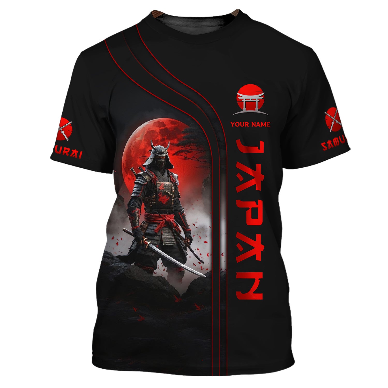 Japan Custom Zipper Hoodie Samurai 3D Zipper Hoodie