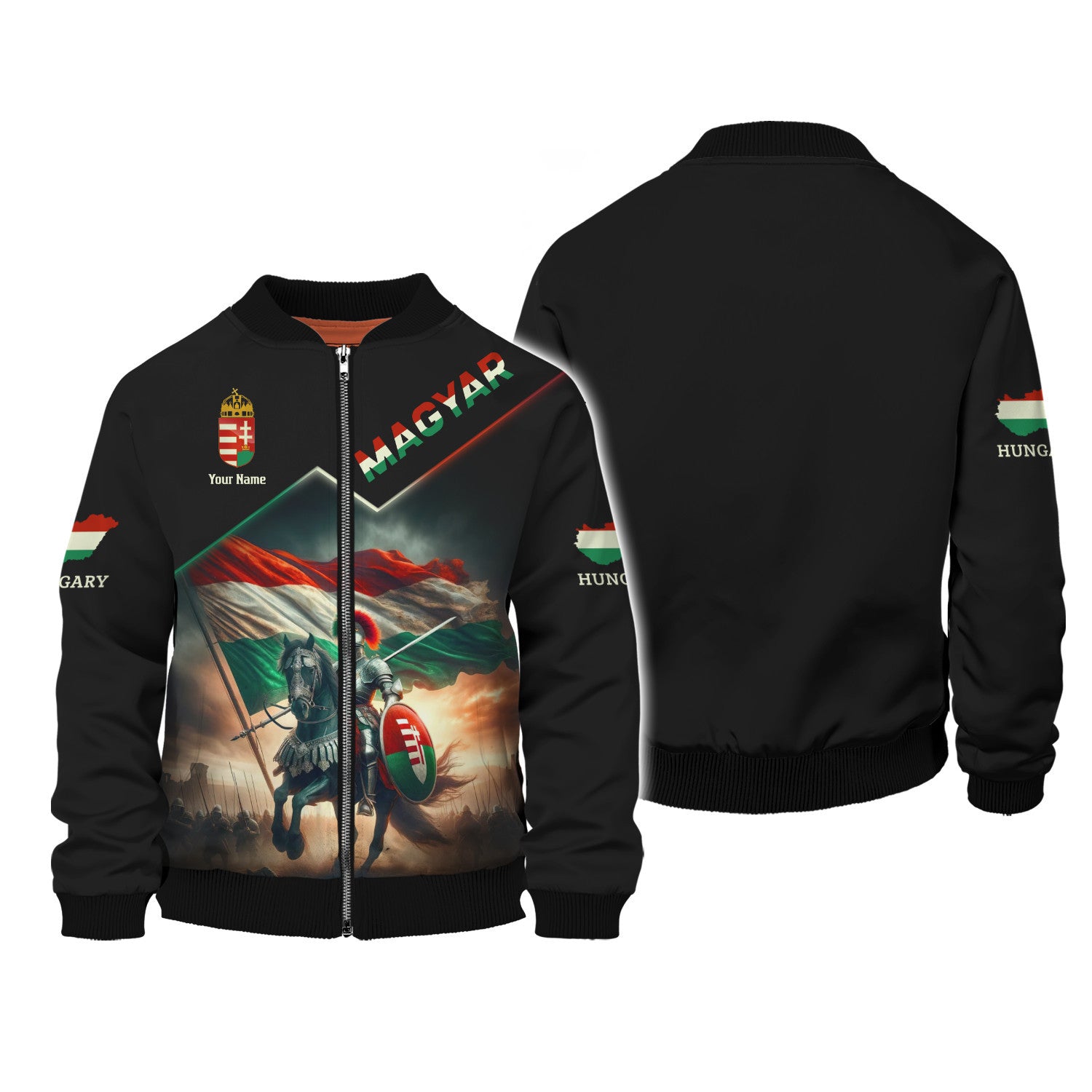 Magyar Custom Zipper Hoodie Hungary Knight 3D Zipper Hoodie