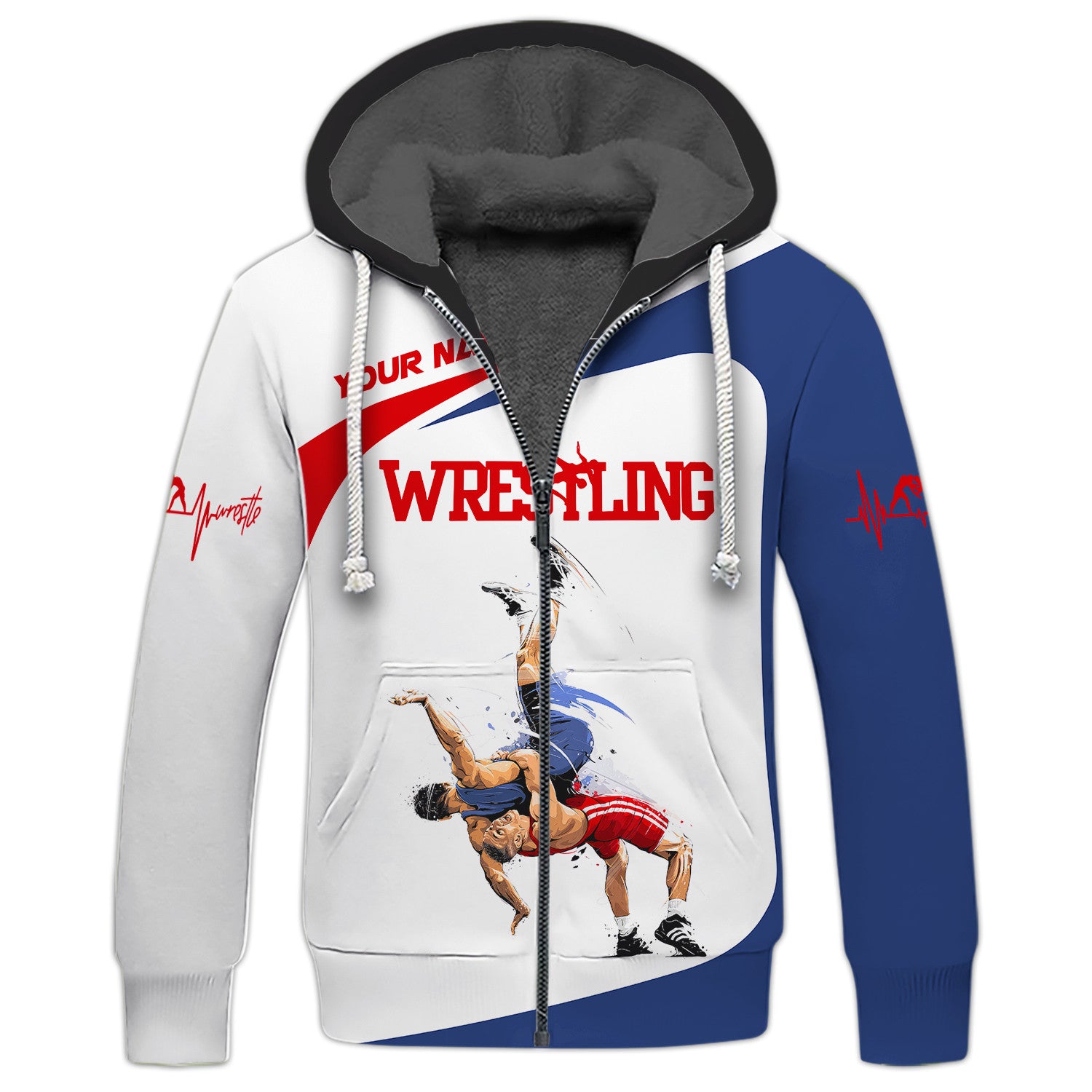 Wrestling Custom Name 3D Zipper Hoodie Personalized Gift For Wrestling Lovers