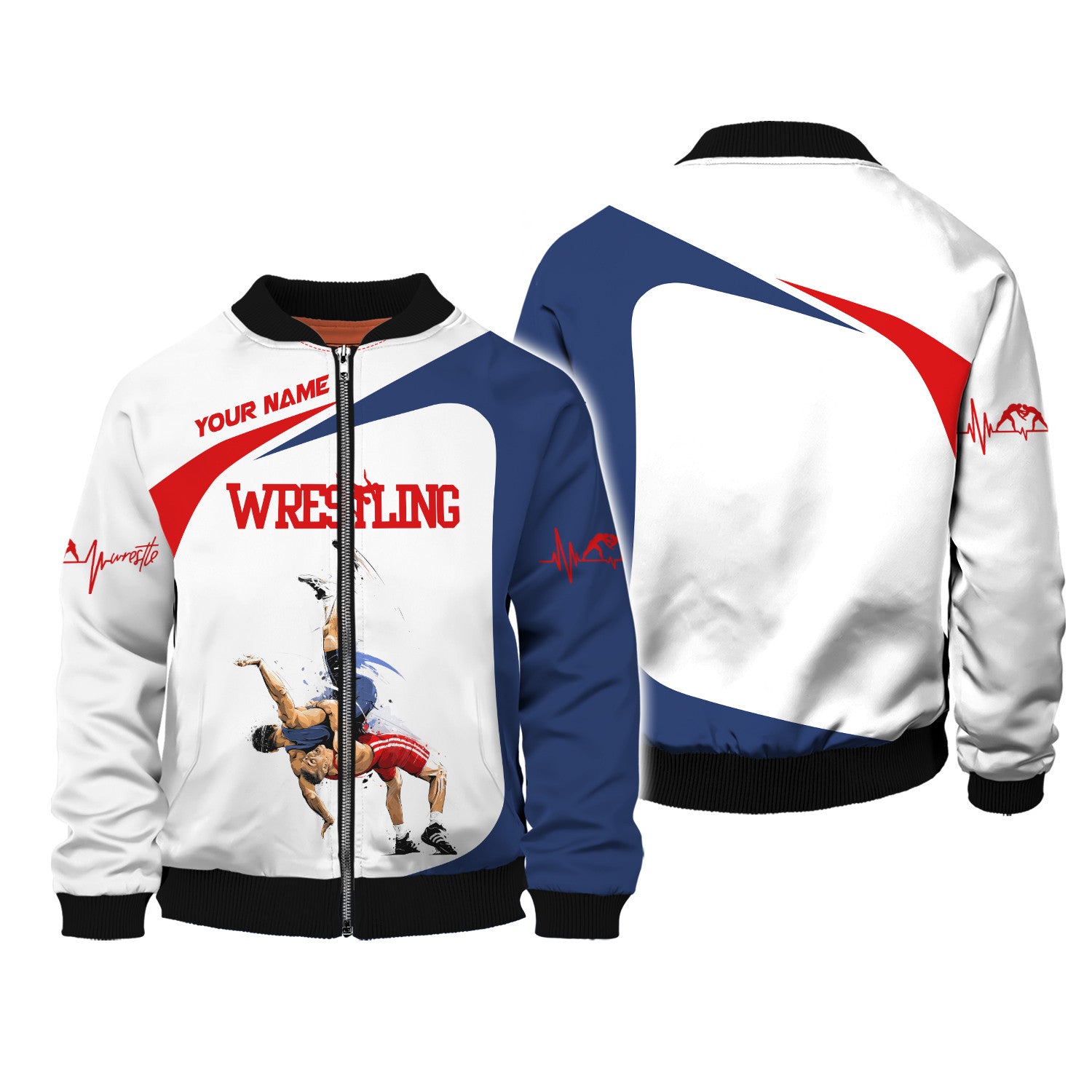 Wrestling Custom Name 3D Zipper Hoodie Personalized Gift For Wrestling Lovers