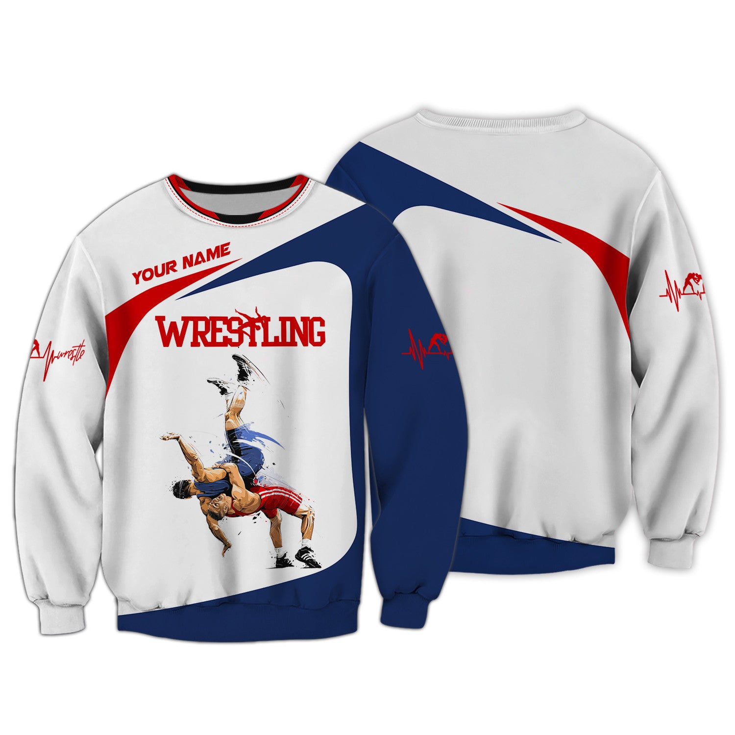 Wrestling Custom Name 3D Zipper Hoodie Personalized Gift For Wrestling Lovers