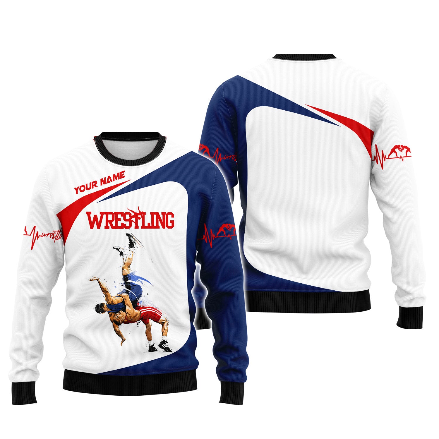 Wrestling Custom Name 3D Zipper Hoodie Personalized Gift For Wrestling Lovers