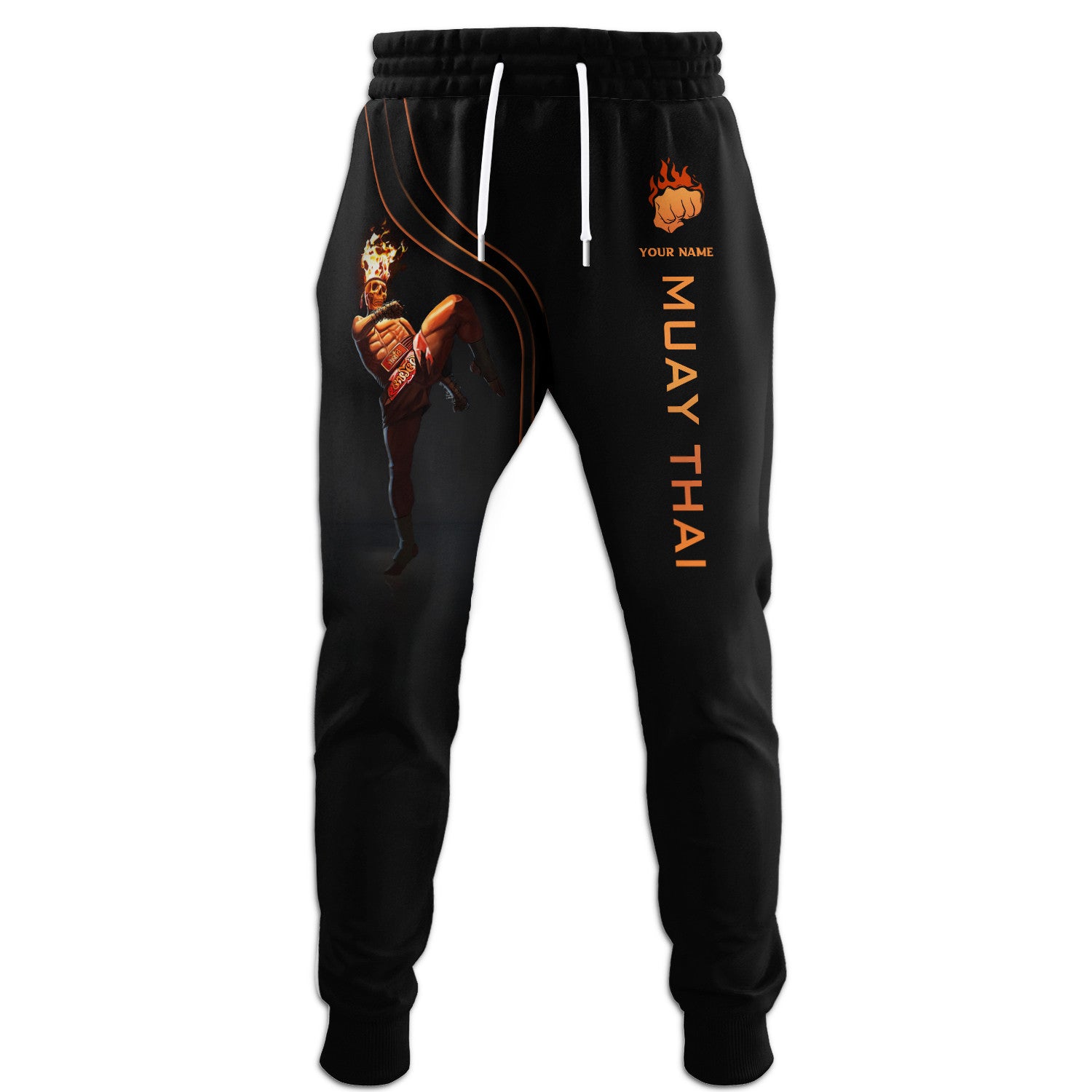 Muay Thai Fire Man Personalized Name Zipper Hoodie Gift For Muay Thai Lovers