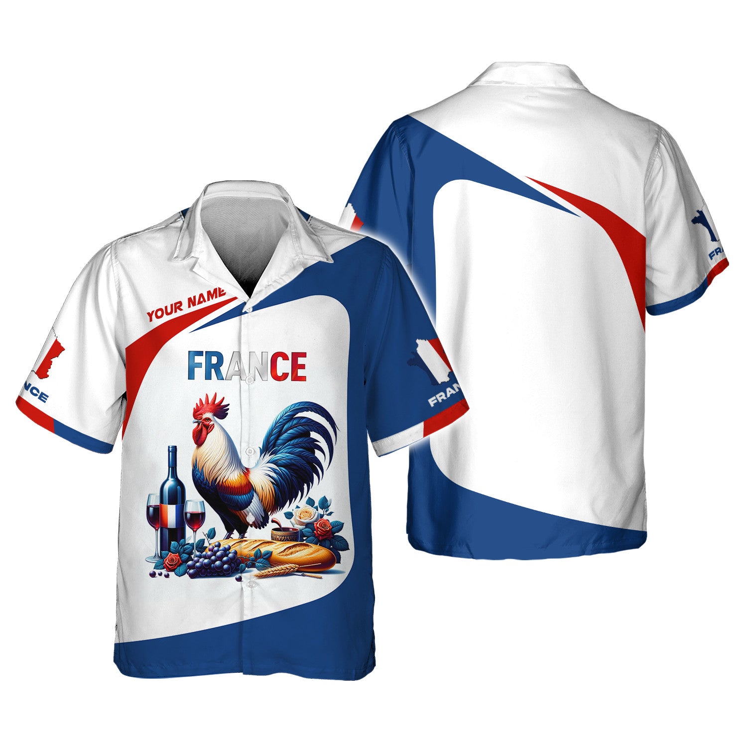 Rooster France Personalized Name 3D Shirt Custom Name Gift For France Lovers