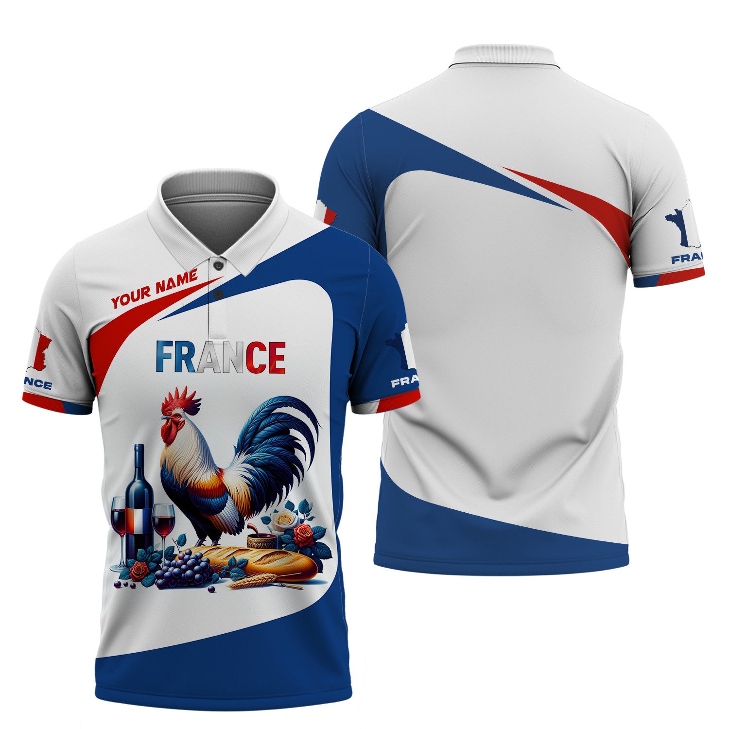 Rooster France Personalized Name 3D Shirt Custom Name Gift For France Lovers