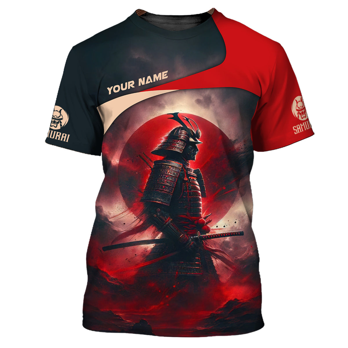 Red Moon Samurai Personalized Name 3D Full Print Shirt