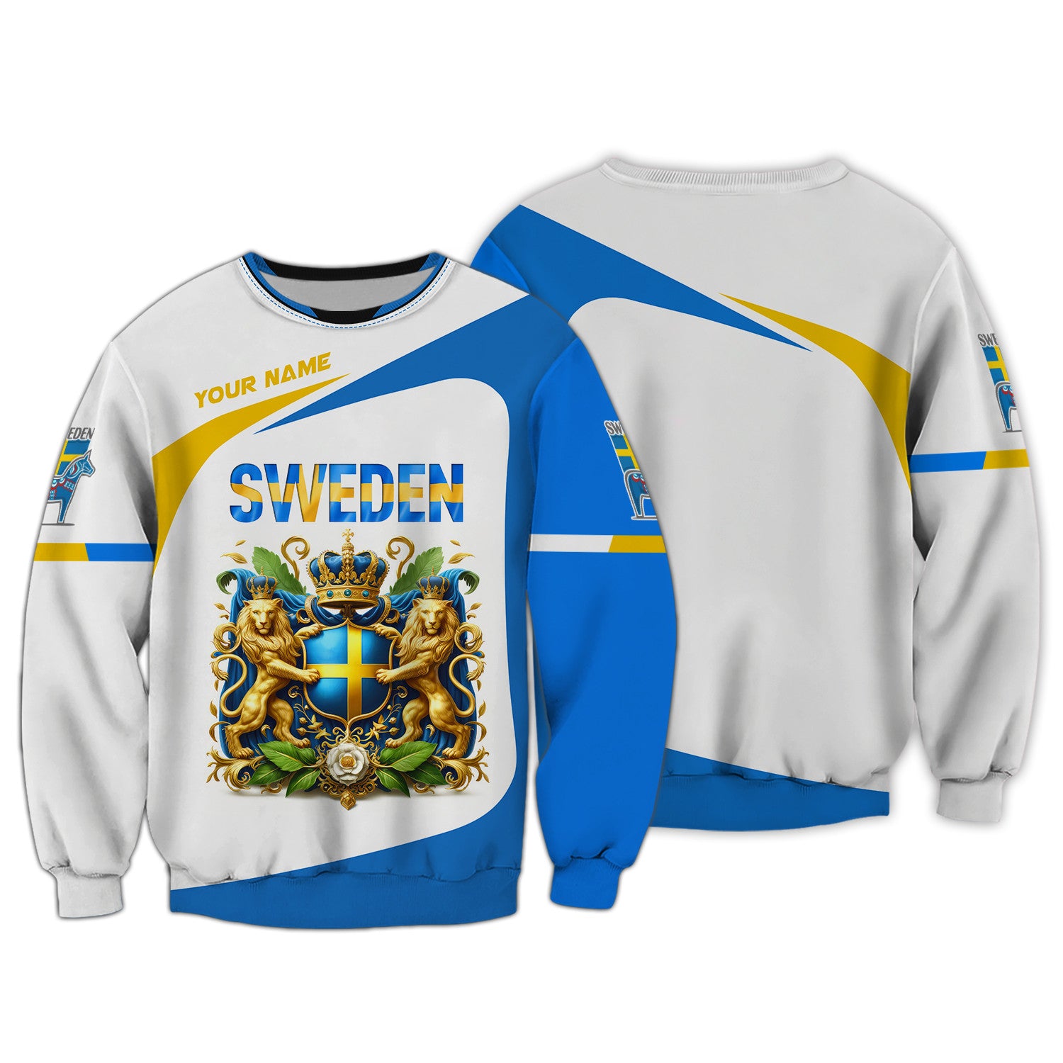 Love Sweden Personalized Name 3D Zipper Hoodie Custom Name Sweden Zipper Hoodie