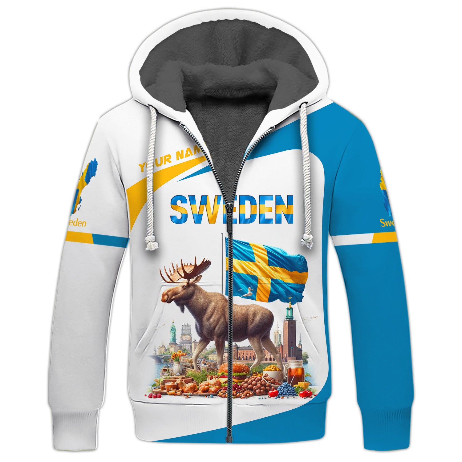 Moose Sweden Flag Personalized Name 3D Shirt Gift For Sweden Lovers