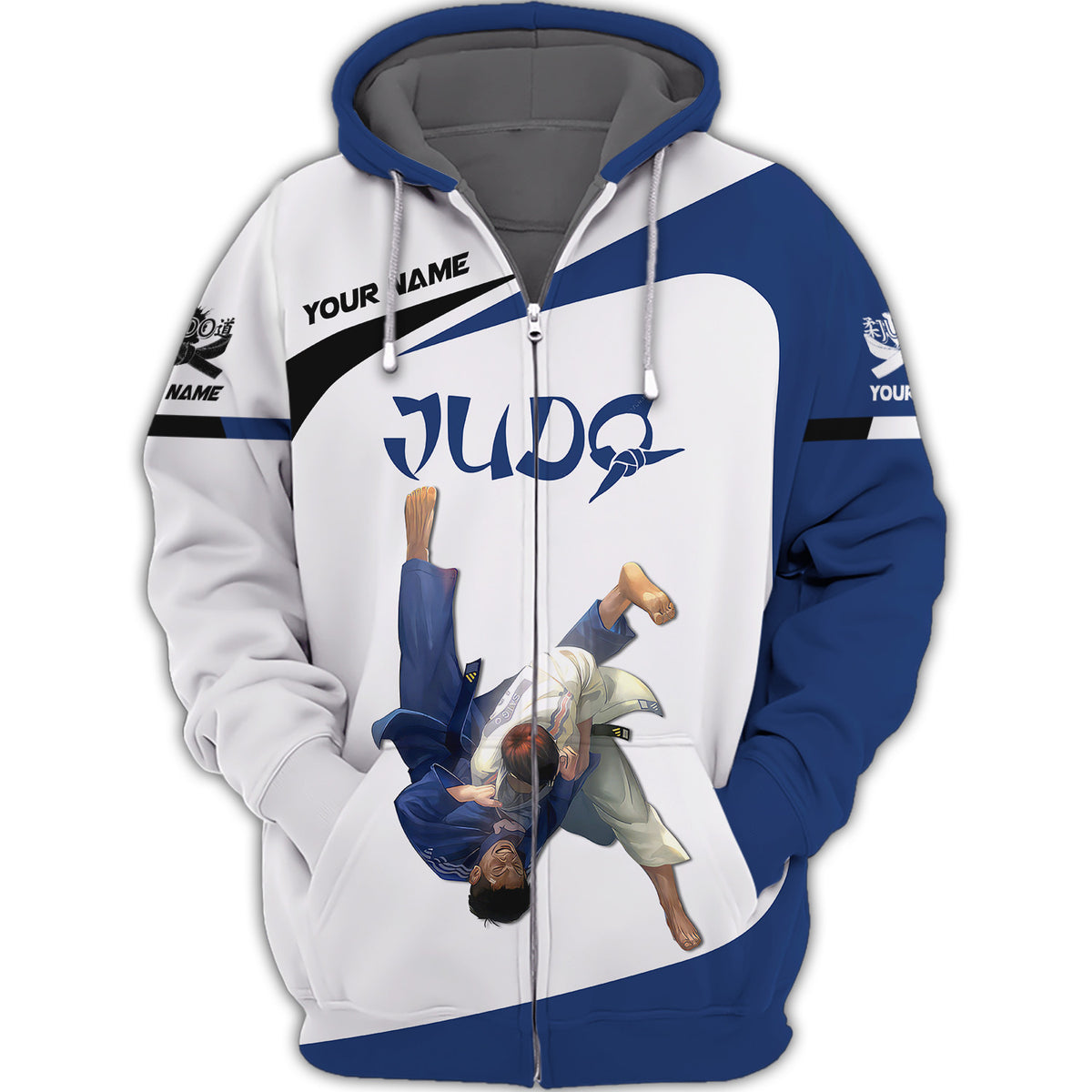 Judo Personalized Name 3D Zipper Hoodie Custom Name Gift For Judo Lovers