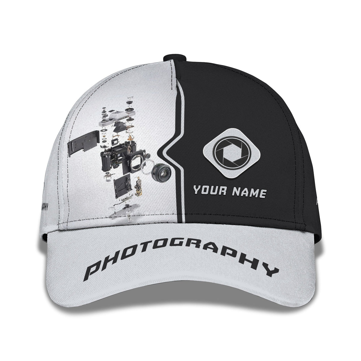 Photography 3D Classic Cap Black & White PhotoGrapher Custom Classic Cap Camera 3D Classic Cap