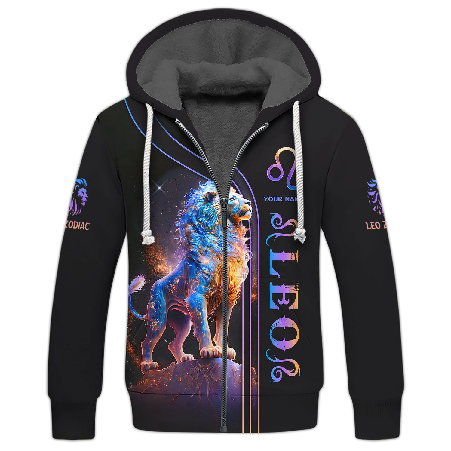 Leo Zodiac Personalized Name 3D Zipper Hoodie Custom Gift For Leo Lovers