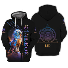 Leo Zodiac Personalized Name 3D Zipper Hoodie Custom Gift For Leo Lovers