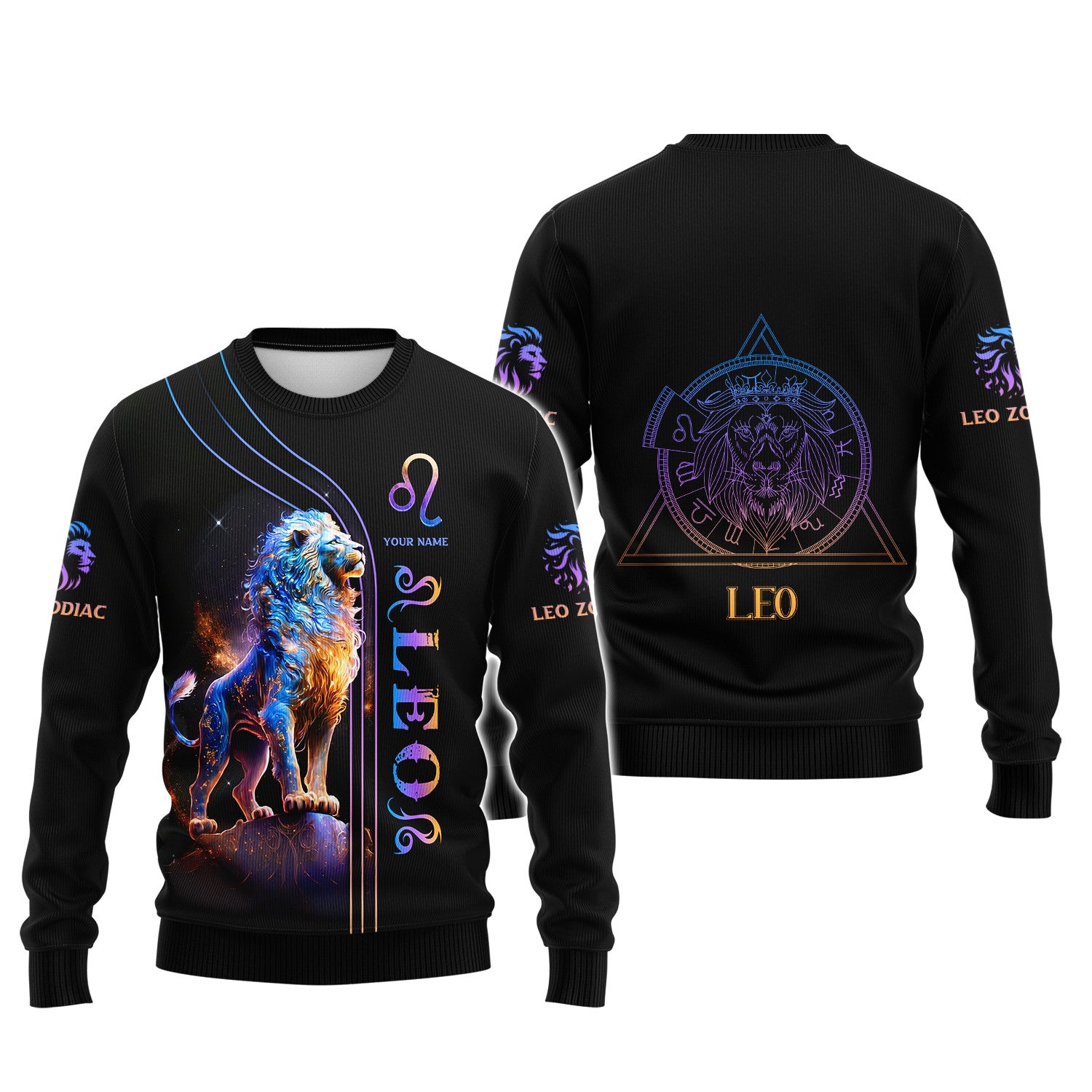 Leo Zodiac Personalized Name 3D Zipper Hoodie Custom Gift For Leo Lovers