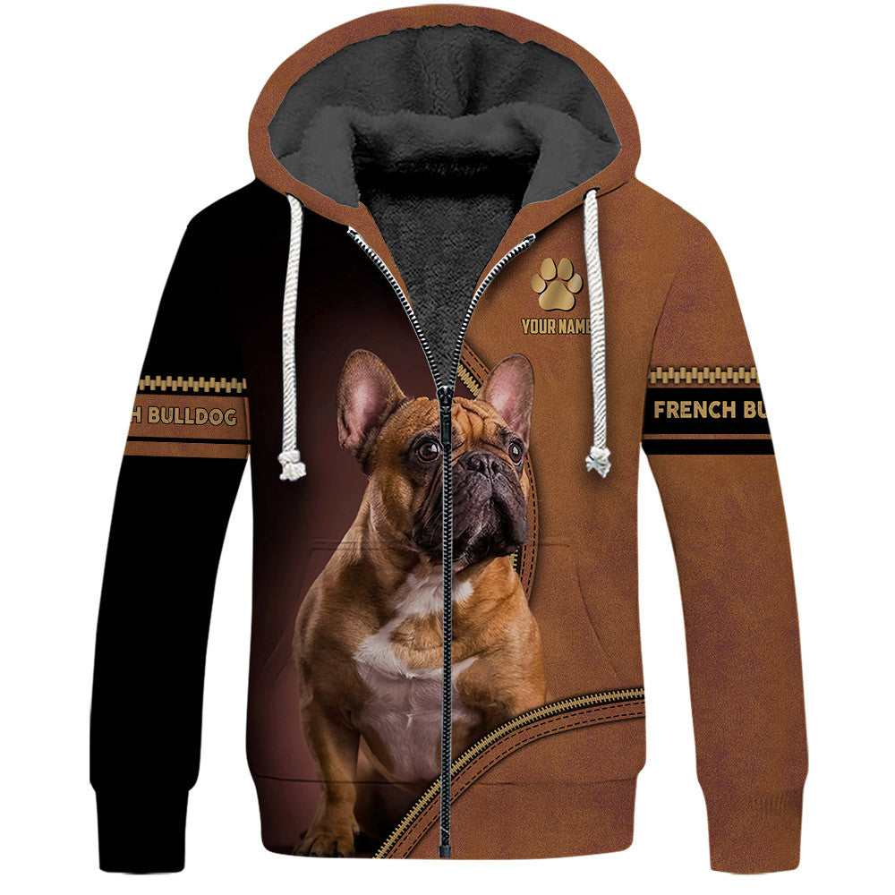 3D Full Print French Bulldog Zipper Hoodie Unisex Bulldog Zipper Hoodie Gift For French Bulldog Lovers