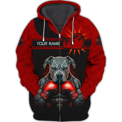 Boxing 3D Shirts Black & Red Boxing Dog Personalized TShirts